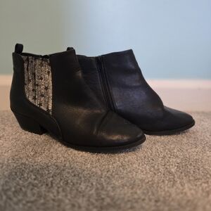 Black Ankle Boots with Silver Accents